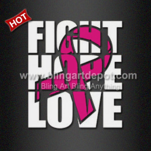T Shirt DTF Transfer Fight Hope Love Pink Ribbon Design T Shirt DTF Transfer Fight Hope Love Pink Ribbon Design